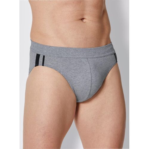 Slip SCHIESSER, Herren, Gr. 10, grau (grau, meliert), 95% Baumwolle, 5% Elasthan, Unterhosen