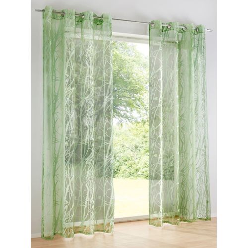 Gardine HEINE HOME Gr. 3, grün, B:140cm H:225cm, Polyester, Viskose, Gardinen