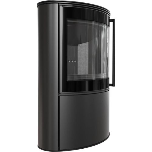 Kaminofen aus Stahl BJORN Ø 150 8 kW schwarz Verkleidung mit Türfeder