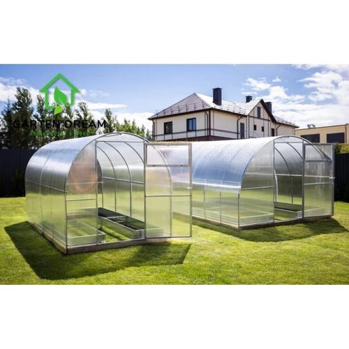 Garten Dream Polycarbonat-Gewächshaus "MINI" 2x6m aus Stahl, mit 4mm Polycarbonat