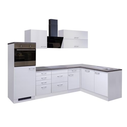 Winkelküche LUCCA - weiß-Caledonia - mit E-Geräten - 280x170 cm