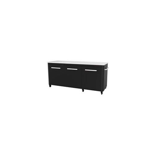 Tisch für die Außenküche, Schrank schwarz/edelstahl, 210cm breit