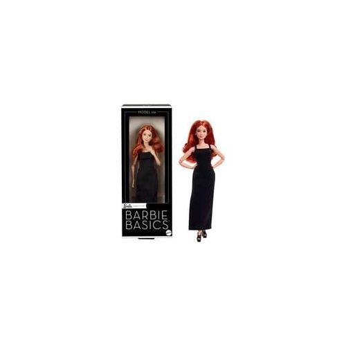 Barbie Basics Model 04 mit rotem Haar, schwarzem Kleid und Plateauschuhen, Puppe