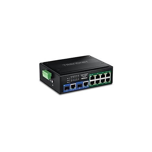 TRENDnet TI-BG108 - Version v1.0R - Switch - industriell - unmanaged - 8 x 10/100/1000 (PoE++) + 2 x Combo Gigabit SFP/RJ-45