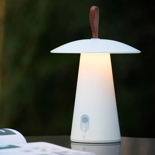 LED-Akkutischlampe La Donna, weiß, Aluminium, dimmbar