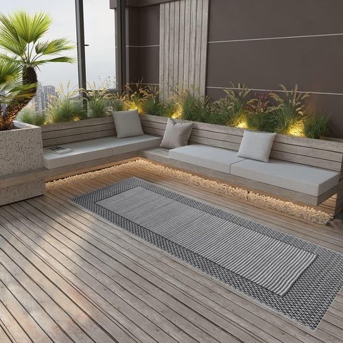 Outdoor-Teppich Grau Pp Schwarz Und Grau | Größe: 80 x 250 cm