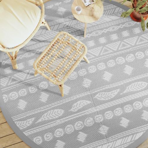 Outdoor-Teppich Arakil Grau Pp Graues Muster | Größe: Ø 200 cm