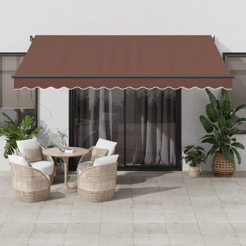Markise Manuell Einziehbar Mit Led | Farbe: Braun | Größe: 400 x 300 cm