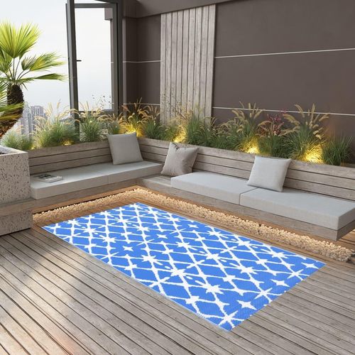 Outdoor-Teppich Arakil Weiß Und Blau Pp Blau Und Weiß | Größe: 80 x 150 cm