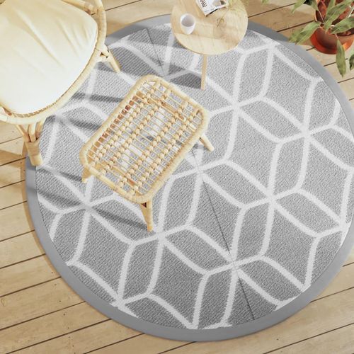 Outdoor-Teppich Arakil Grau Pp Grau Und Weiß | Größe: Ø 160 cm
