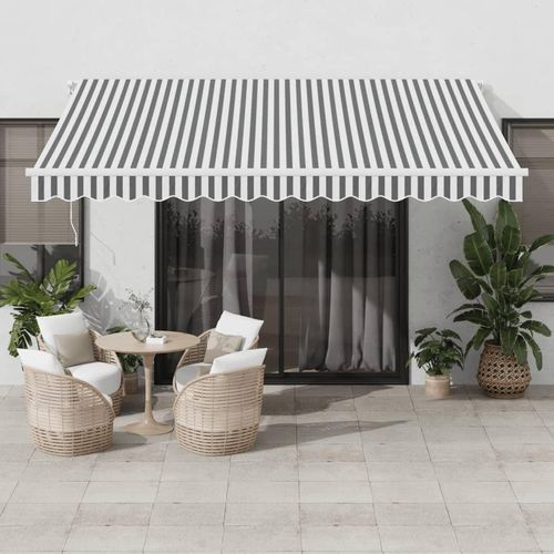 Markise Manuell Einziehbar Mit Led | Farbe: Anthrazit und Schwarz | Größe: 350 x 250 cm