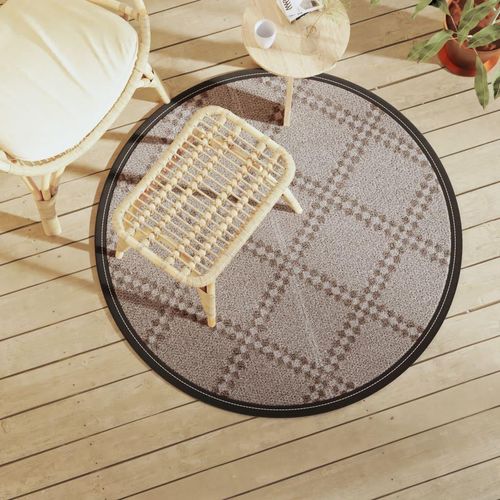 Outdoor-Teppich Arakil Braun Pp Braun Und Weiß | Größe: Ø 120 cm