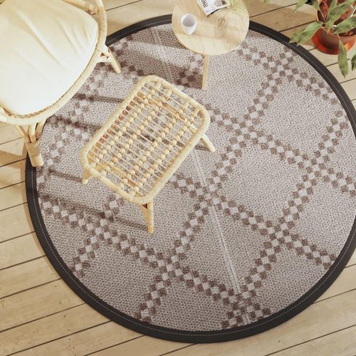 Outdoor-Teppich Arakil Braun Pp Braun Und Weiß | Größe: Ø 160 cm