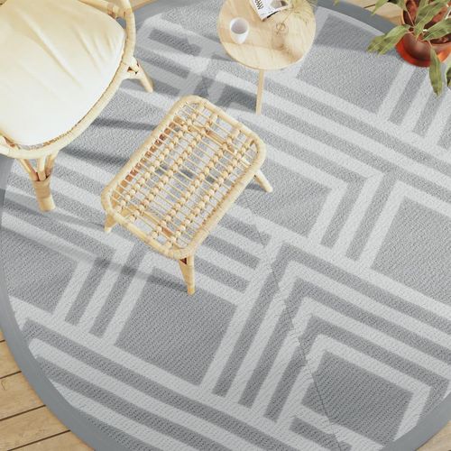 Outdoor-Teppich Arakil Grau Pp Streifen Grau | Größe: Ø 200 cm
