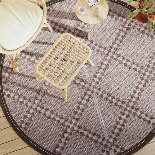 Outdoor-Teppich Arakil Braun Pp Braun Und Weiß | Größe: Ø 200 cm