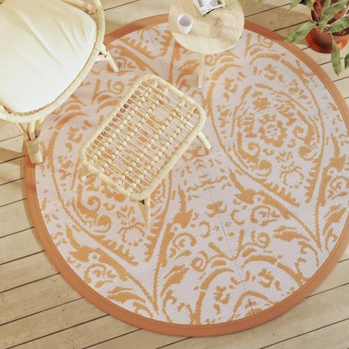 Outdoor-Teppich Arakil Orangefarben Und Blau Pp Orange Und Weiß | Größe: Ø 160 cm