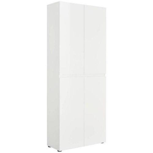 Schuhschrank , Weiß , Holzwerkstoff , 10 Fächer , 80x200x34 cm , Garderobe, Schuhaufbewahrung, Schuhschränke