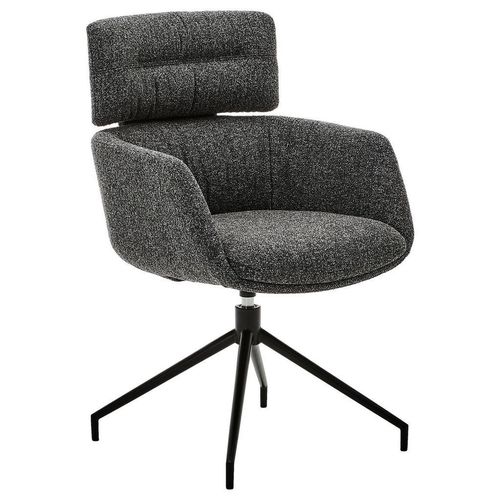 Dieter Knoll Armlehnstuhl , Schwarz, Dunkelgrau , Metall, Textil , Drehkreuz , 62x92x65 cm , Sitzfläche 360° drehbar, Lederauswahl, Stoffauswahl ,
