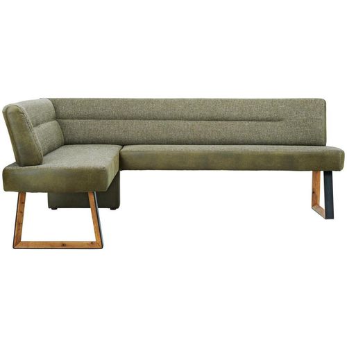 Voleo Eckbank , Grün, Eiche , Holz, Metall, Textil , Eiche , massiv , 4-Sitzer , L-Form , 225x173 cm , Fußauswahl, in verschiedenen Größen erhältlich