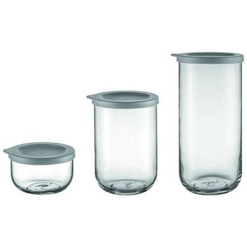 Blomus Vorratsgläserset Sharkskin , Hellgrau , Glas , 3-teilig , Küchenzubehör, Vorratsbehälter, Vorratsgläser
