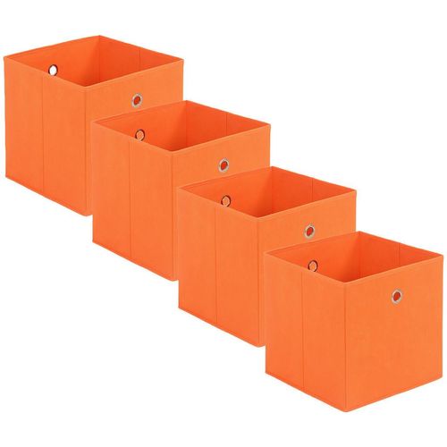 Carryhome Faltbox , Orange, Silber , Metall, Textil, Karton , 32x32x32 cm , faltbar , Ordnen & Aufbewahren, Aufbewahrungsboxen, Faltboxen