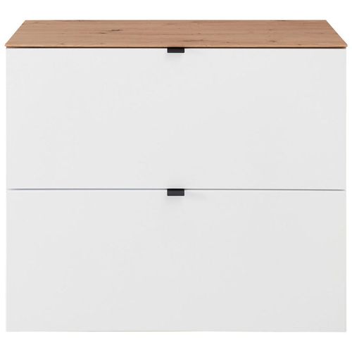 Voleo Hängeschuhschrank , Weiß, Eiche Artisan , Holzwerkstoff , 4 Fächer , 100x84x37 cm , Beimöbel erhältlich, hängend , Garderobe, Schuhaufbewahrung,
