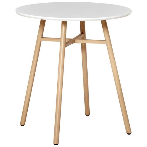Mid.you Esstisch , Weiß, Eiche , Metall, Holzwerkstoff , rund , Rundrohr , 70x75x70 cm , Esszimmer, Tische, Esstische, Esstische rund