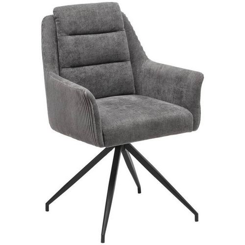 Livetastic Armlehnstuhl Cord , Grau , Holz, Metall, Textil , Pappel , Sperrholz , konisch , 61x93x61 cm , Esszimmer, Stühle, Esszimmerstühle,