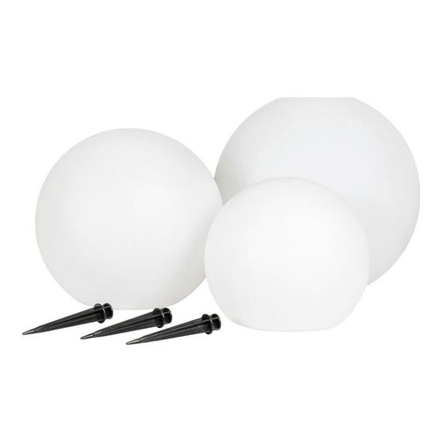 Xxxl Solarleuchtenset , Weiß , Kunststoff , 3-teilig , 200 mm,300 mm,250 mm , rund , Lampen & Leuchten, Außenbeleuchtung, Solarleuchten