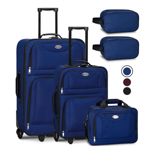 Juskys Trolley Reisekoffer Set Athen 5 teilig - 60 L, 2 Rollen, Weichschale, Handgepäck, Blau