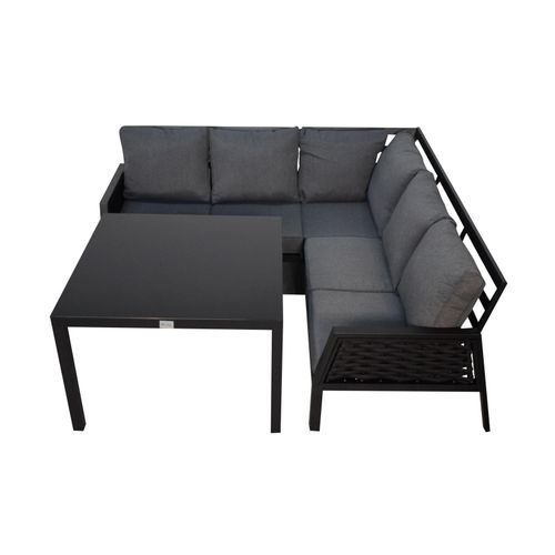 Gartenmöbel Garten lounge ARIANA schwarz 3-Teilig mit Kissen Garten Terrasse Balkon Wetterbeständig