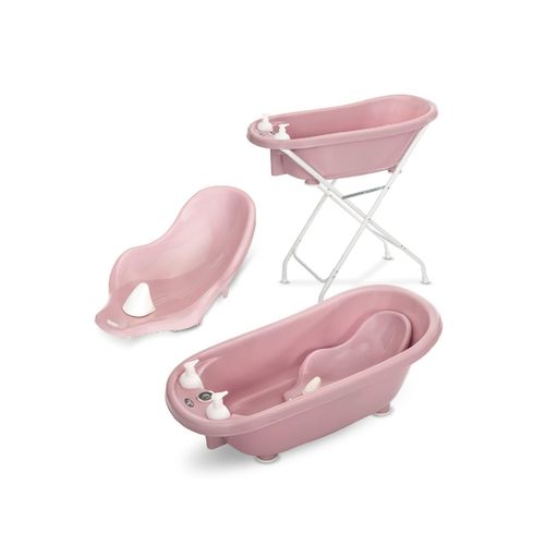 Lorelli Babybadewannen-Set Babybadewanne 88 cm Badesitz Badewannenständer Ablauf pink