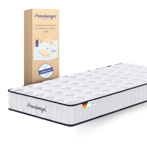 Arensberger LENA Federkernmatratze mit Memoryschaum 140x200cn Höhe 21cm Härtegrad H3 HR Taschenfederkern Matratze Rollmatratze ergonomisch