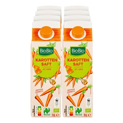 BioBio Karottensaft mit Honig 1,0 Liter, 8er Pack