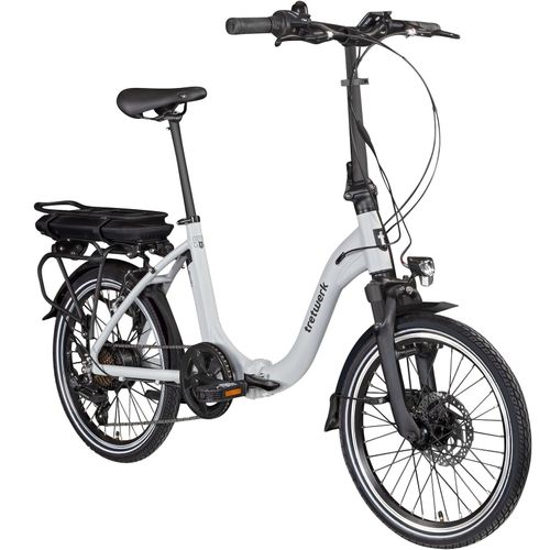 Tretwerk Matala E Bike Faltrad 20 Zoll Elektrofahrrad Damen Herren 145 - 175 cm silber