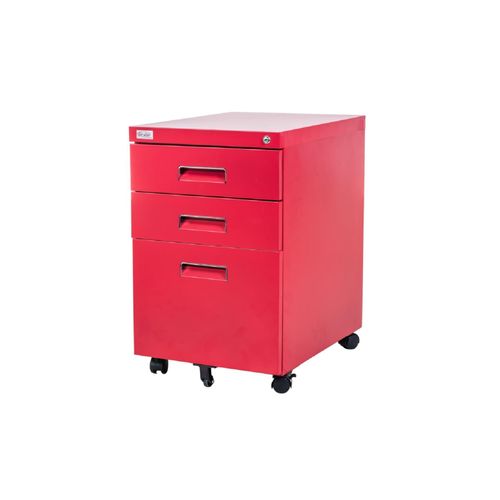 Büro Rollcontainer 3 Schubladen Haengeregistratur abschliessbar PAUL rot Bürocontainer