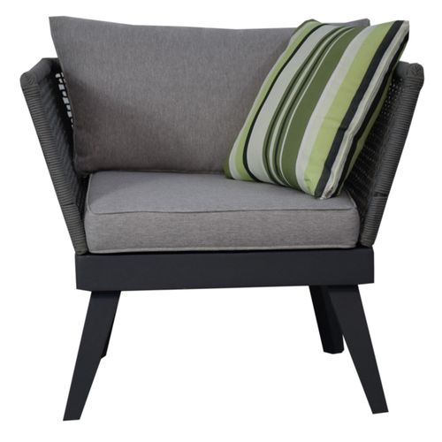 Gartenmöbel Lounge Sessel Gartenstuhl CUBA 87 x 73 x 73 cm grau mit Kissen Garten Terrasse Balkon