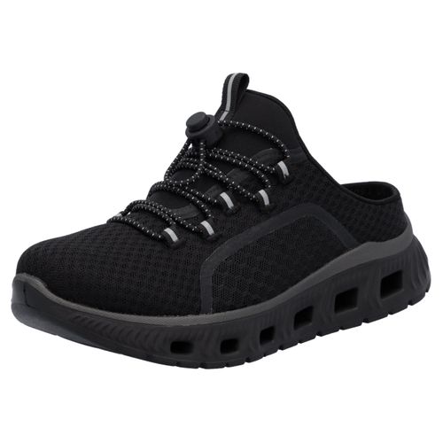 Clog RIEKER SPORT, Damen, Gr. 37, schwarz, Textil, sportlich, Schuhe Clog, Outdoormode, Plateau, Sommerschuh mit MemoSoft-Ausstattung, Topseller
