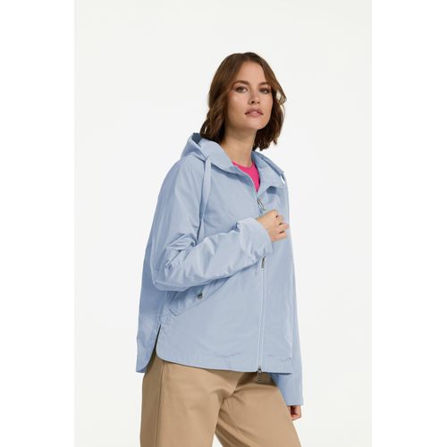 Kurzjacke MANISA, Damen, Gr. 48, blau (hellblau), Obermaterial: 100% Polyester. Futter: 100% Polyester, unifarben, casual, regular fit taillenbedeckt, ohne Ausschnitt, Langarm mit Reißverschluss, Jacken, mit Kapuze