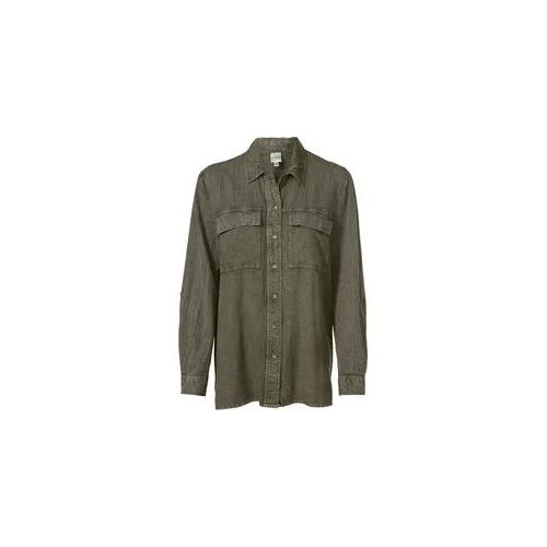 Baumwoll-Mix-Bluse, khaki, 36