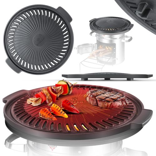 KESSER® Raketenofen Inkl. Grillpfanne aus Gusseisen mit Tragetasche, Dutch Oven BBQ Rakete Holzofen Camping Campingkocher Campinggrill, Edelstahl