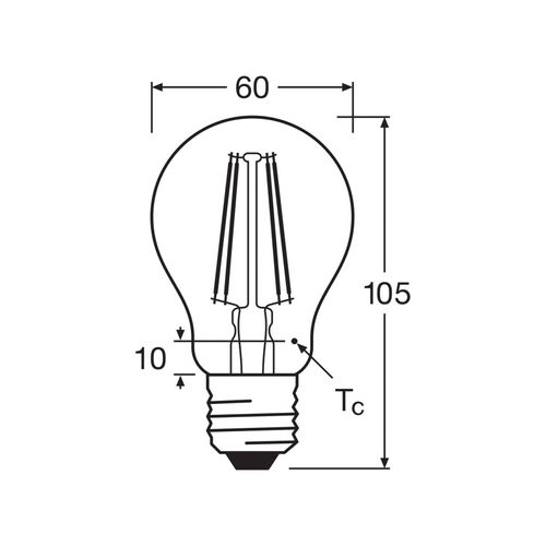 OSRAM LED-Leuchtmittel Birne Filament E27 6,5W 827 6er-Pack