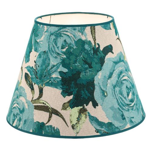 Lampenschirm Sofia Höhe 26 cm, Blumenmuster türkis