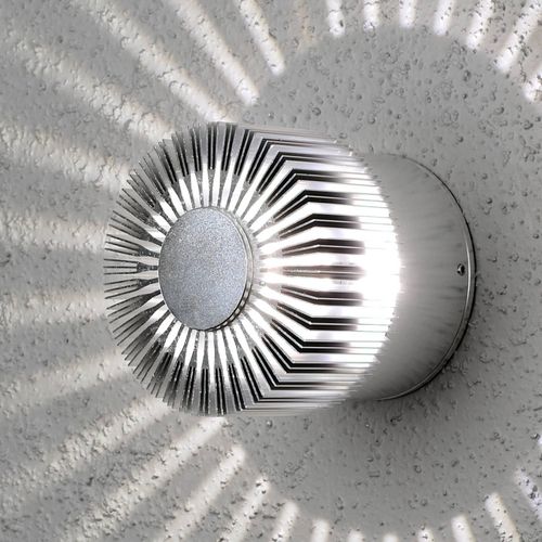 LED-Außenwandlampe Monza Strahlen rund silber 9cm