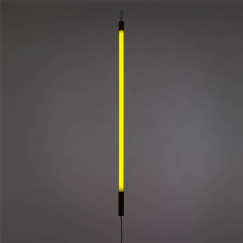 SELETTI LED-Leuchte Linea, gelb, Holzdetails, universal