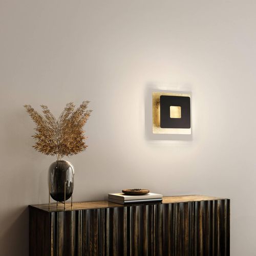 LED-Wandleuchte Hennes, Breite 18 cm, blattgold/schwarz