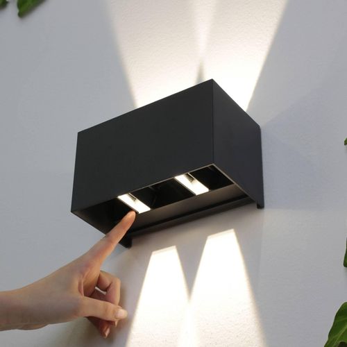 LED-Außenwandleuchte Dakar, anthrazit, Breite 17,3 cm, Alu