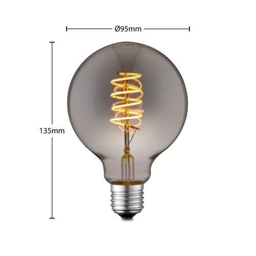 Lucande LED-Leuchtmittel E27 G95 4W smoke 1.800K dimmbar