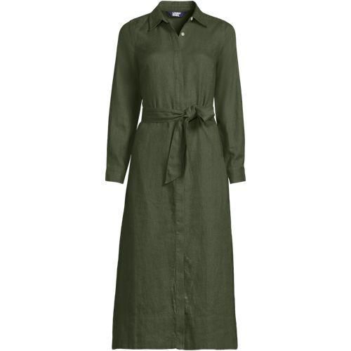 Leinen-Midikleid, Damen,  Grün, by Lands' End