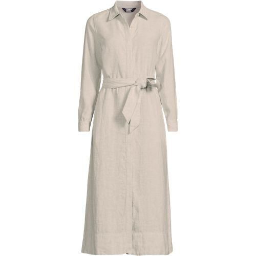 Leinen-Midikleid, Damen,  Weiß, by Lands' End